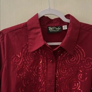 Bob Mackie Burgundy Sequin Shirt